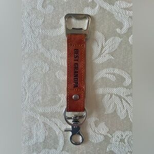 Brown Leather Key Chain with Bottle Opener “Best Grandpa”